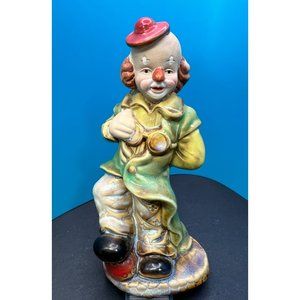 Vintage Ceramic Hand Glazed Clown Hobo Figurine 6" Collectable Red Hat Gift Fun